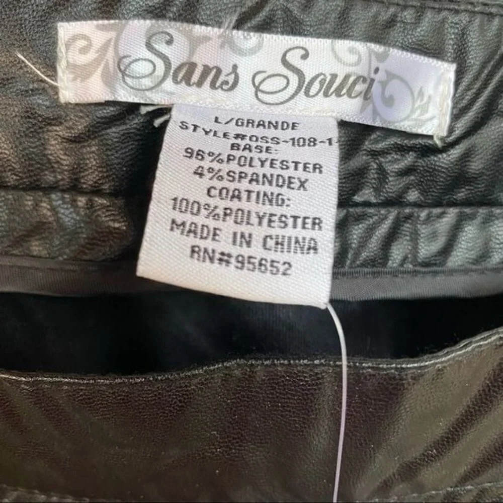 Sans Souci Star Studded Black Metal Vegan Leather Skirt Size L - Picture 2 of 12